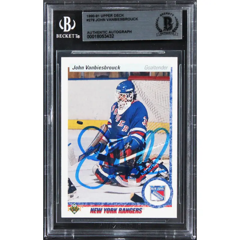 Rangers John Vanbiesbrouck Authentic Signed 1990 Upper Deck #279 Card BAS Slab