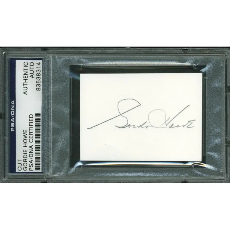 Red Wings Gordie Howe Authentic Signed 2X2.75 Cut Autographed PSA/DNA Slabbed