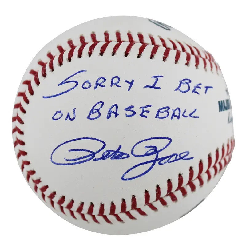 Reds Pete Rose "Sorry I Bet On Baseball" Authentic Signed Oml Baseball BAS