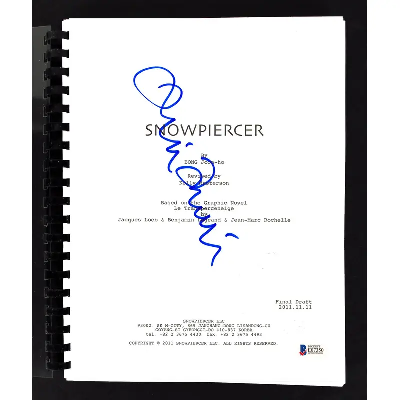 Tilda Swinton Snowpiercer Authentic Signed Movie Script Autographed BAS #E07350