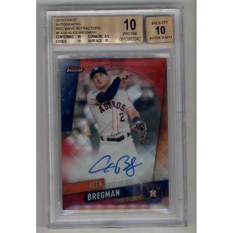 Alex Bregman 2019 Finest Red Wave Auto 5/5 BGS 10 Pristine Auto 10