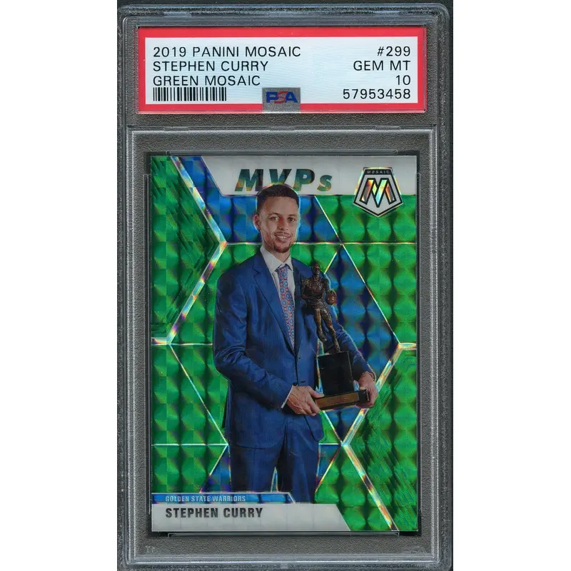 2019-20 Mosaic MVP Green #299 STEPHEN CURRY PSA 10 Warriors