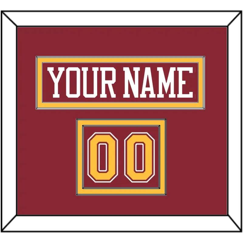 Minnesota Nameplate & Number (Shoulder) - Road Maroon - Double Mat 2