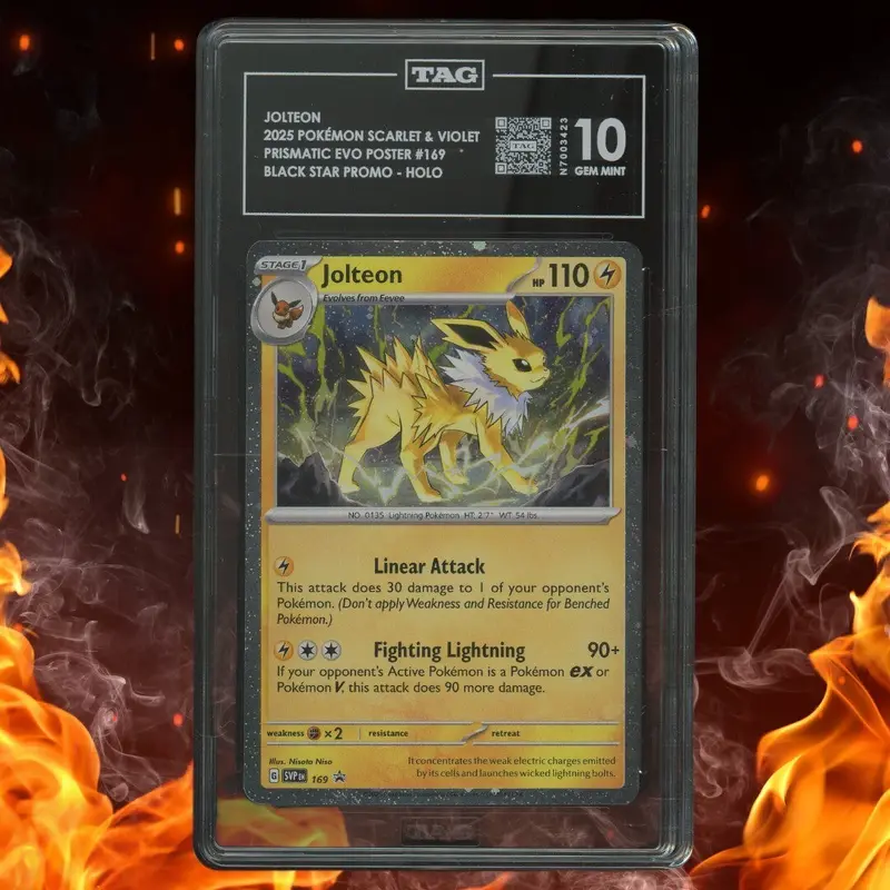 Pokemon Prismatic Evolution Poster JOLTEON Black Star Promo Holo #169 TAG 10