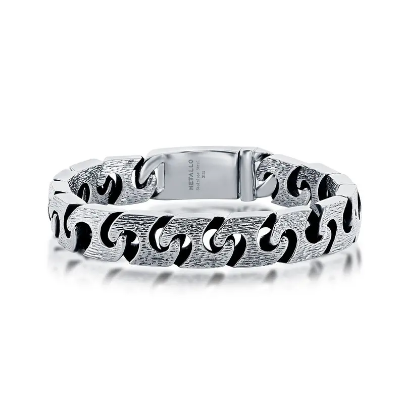 Stainless Steel Textured Linked Bracelet