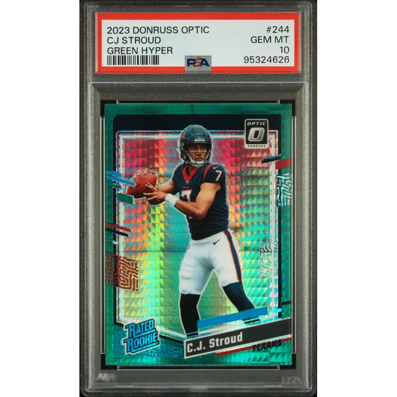C.J. Stroud 2023 Donruss Optic #244 Green Hyper PSA 10 Gem Mint