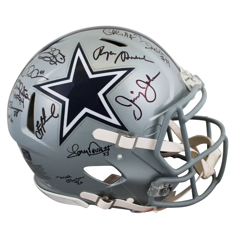 Cowboys ROH (11) Aikman, Smith, Irvin +8 Signed F/S Speed Proline Helmet BAS Wit
