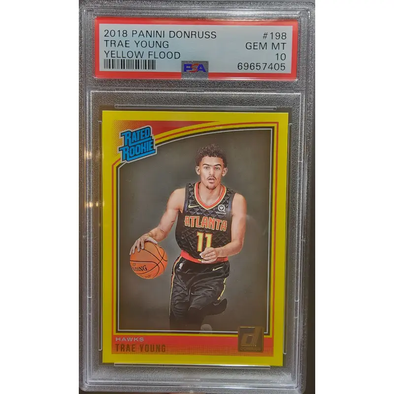 Trae Young 2018 Donruss #198 Yellow Flood PSA 10 Gem Mint