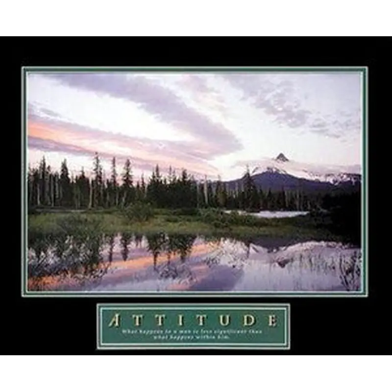 Mountain Sunset "Attitude" Motivational Poster Print - Front Line