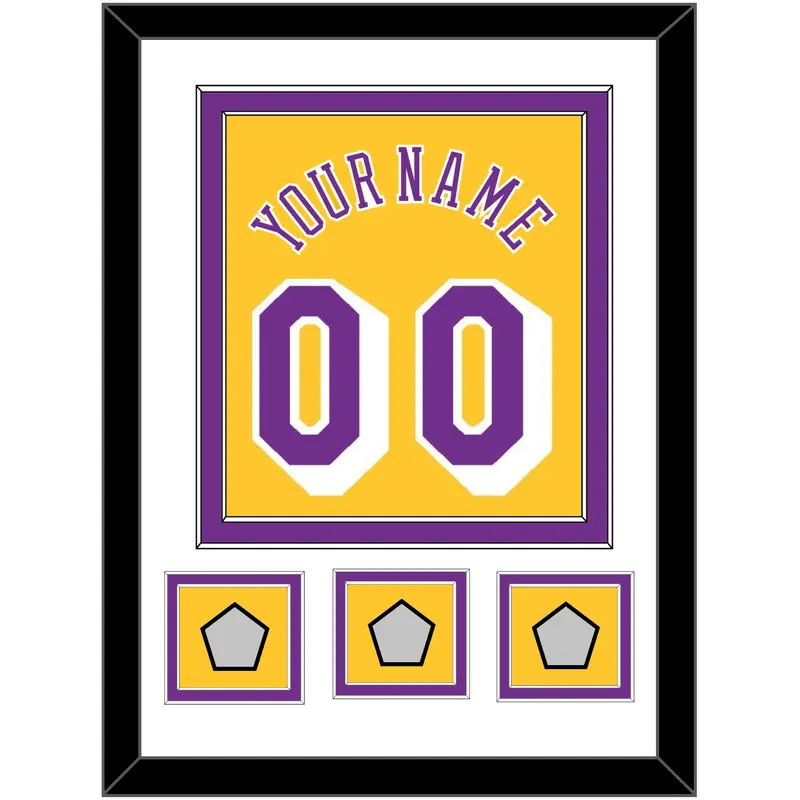 Los Angeles Name & Number With 3 Champions Patches - Home Yellow (1978-1997) - Double Mat 1
