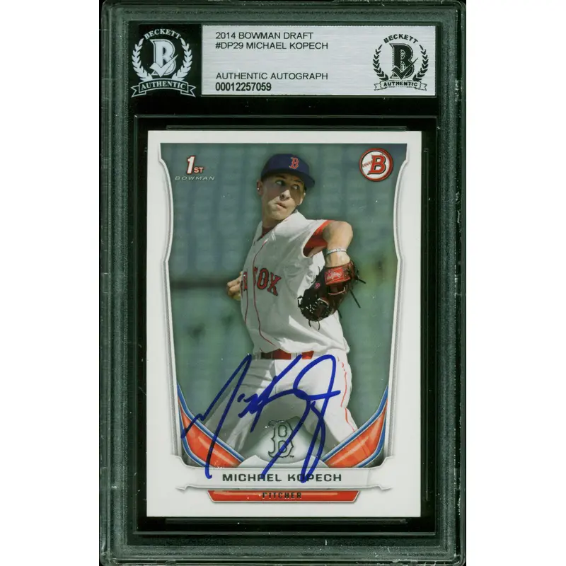 Red Sox Kichael Kopech Authentic Signed 2014 Bowman Draft #DP29 Card BAS Slabbed