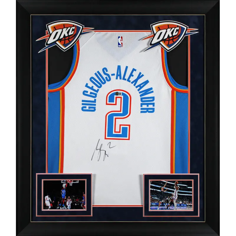 Thunder Shai Gilgeous-Alexander Signed White Nike Framed Jersey BAS #BS78076