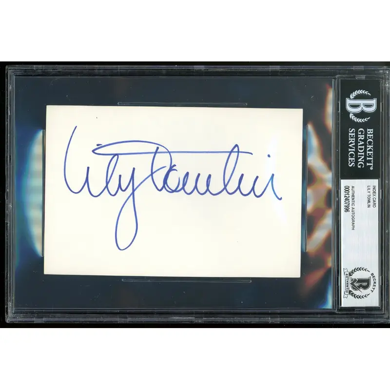 Lily Tomlin Rowan & Martin's Laugh-In Authentic Signed 4x6 Index Card BAS Slab
