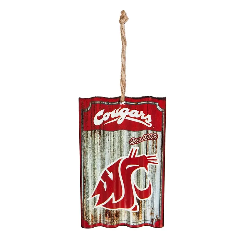 WSU Corrugated Metal Ornament