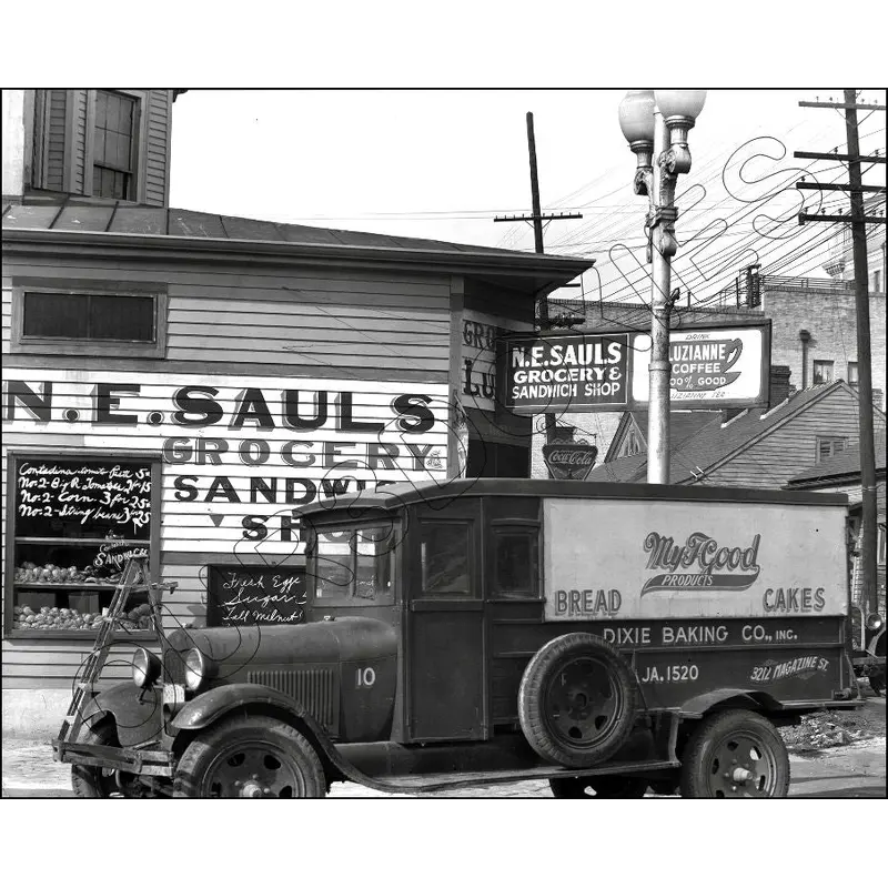 1936 New Orleans Louisiana Grocery Store 8X10 Photo - Delivery Truck - 2546