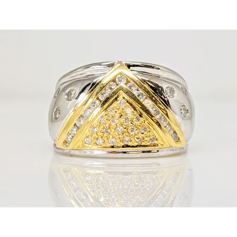 18K TWO-TONE .50 CARAT TOTAL WEIGHT I1 I-J DIAMOND ROUND (39) ESTATE RING 9.3 GRAMS