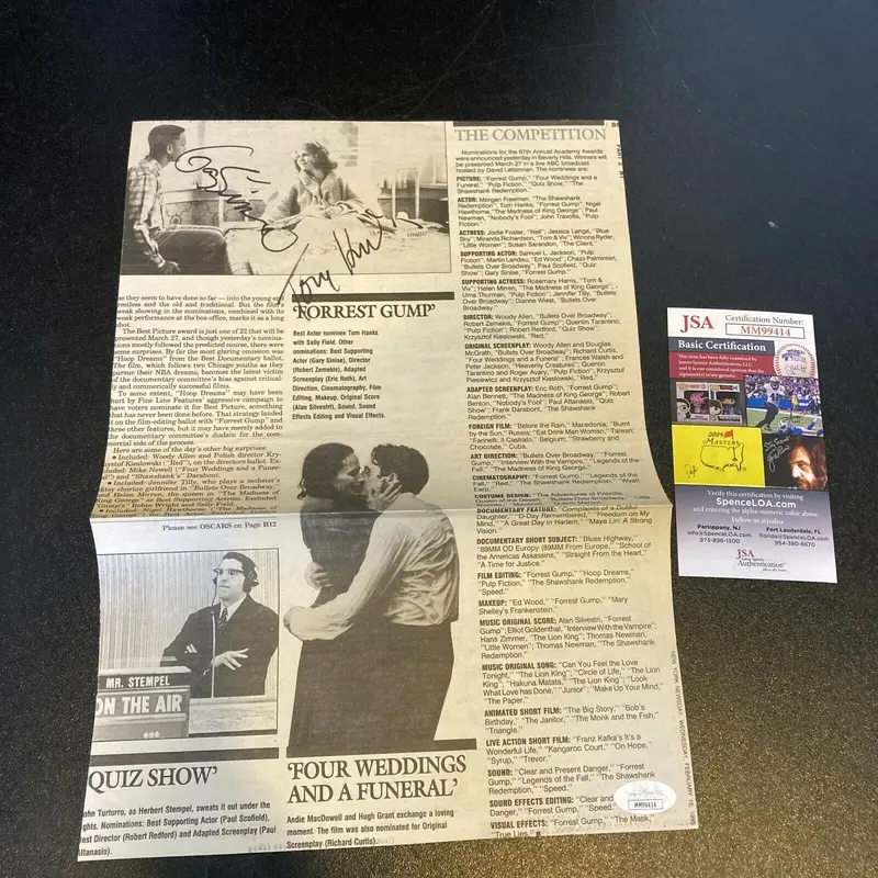 Tom Hanks & Gary Sinise Signed Autographed Forrest Gump Newspaper Photo JSA COA