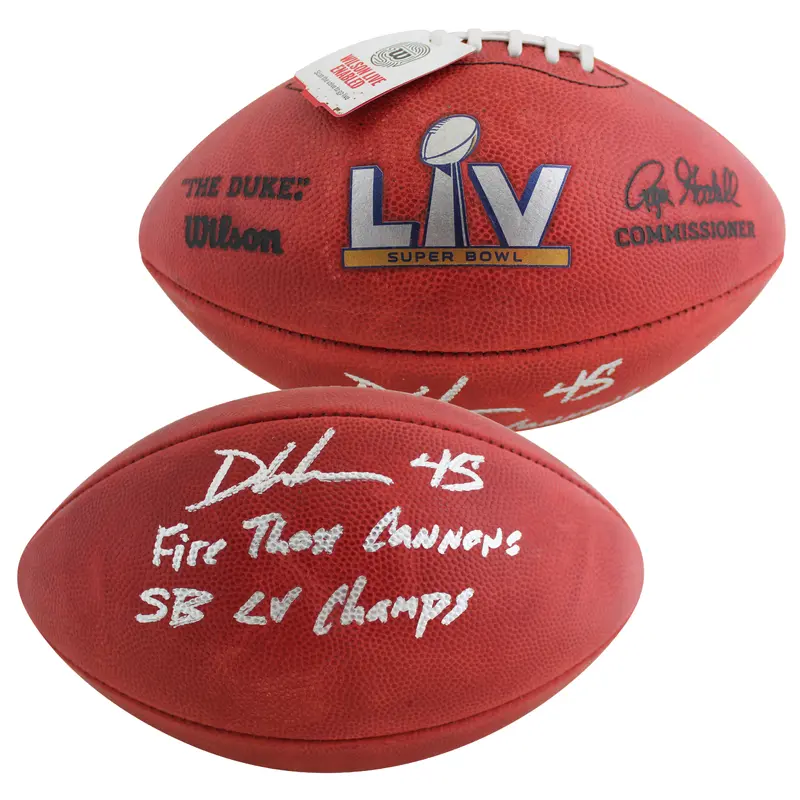 Buccaneers Devin White '2x Insc" Signed Super Bowl LV Duke Nfl Football BAS Wit