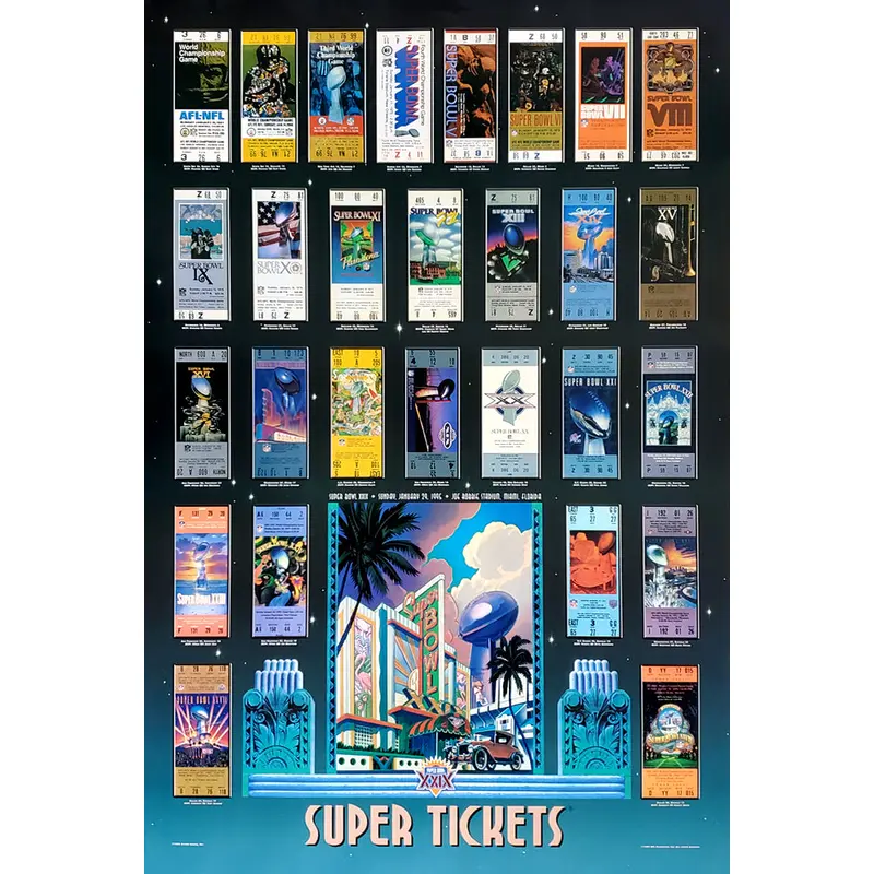 Super Bowl XXIX (1995) "Super Tickets" NFL Championship History Poster - Action Images