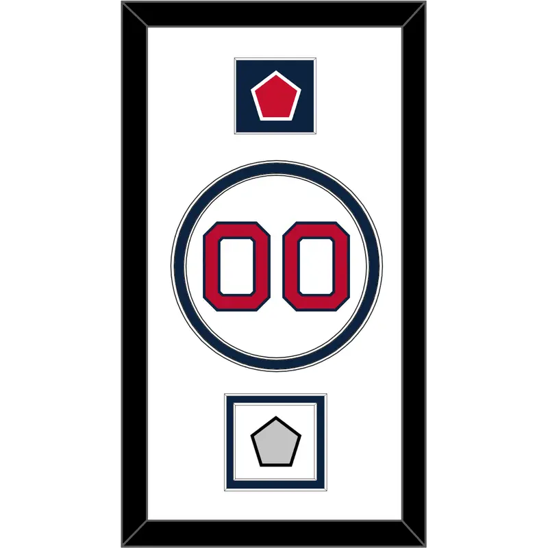 Boston Number, B Logo Hat Patch & World Series Jersey Patch - Home White - Double Mat 1