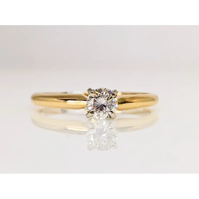 14K .29 CARAT TOTAL SI1 G DIAMOND ROUND ESTATE SOLITAIRE RING 1.9 GRAMS