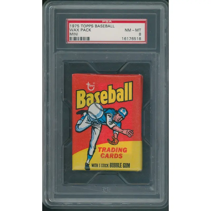 1975 Topps Baseball Mini Unopened Wax Pack PSA 8 *6518 (Read)