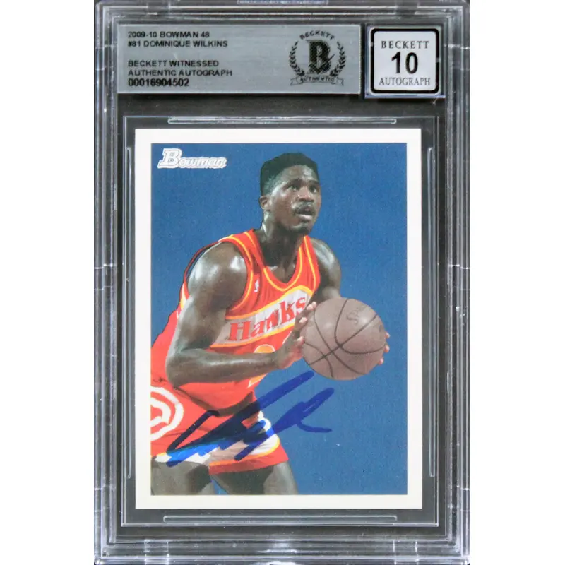 Hawks Dominique Wilkins Signed 2009 Bowman 48 #81 Card Auto 10! BAS Slabbed