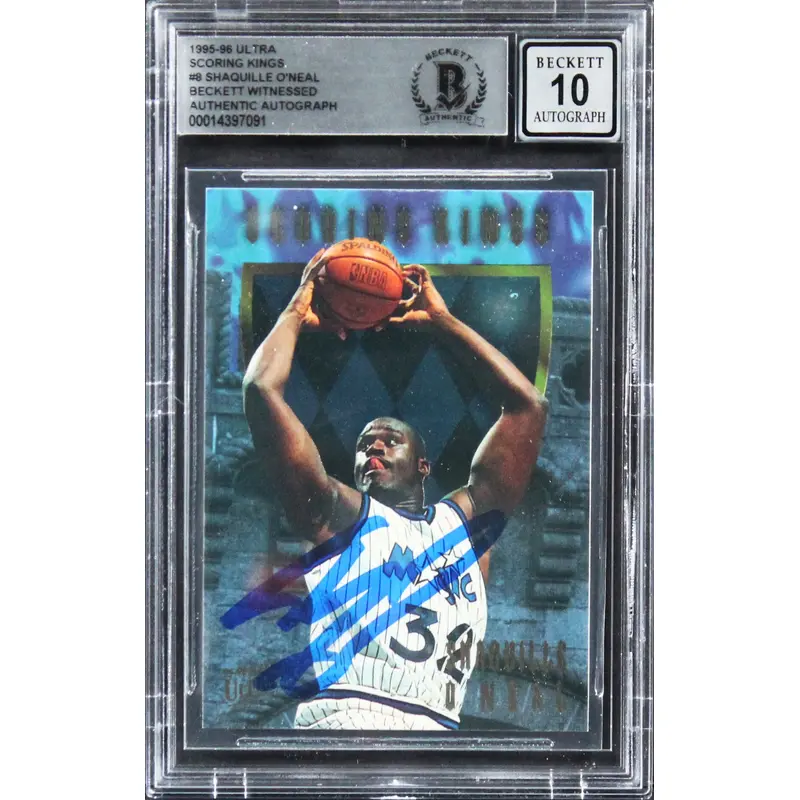 Magic Shaquille O'Neal Signed 1995 Ultra Scoring Kings #8 Card Auto 10! BAS Slab