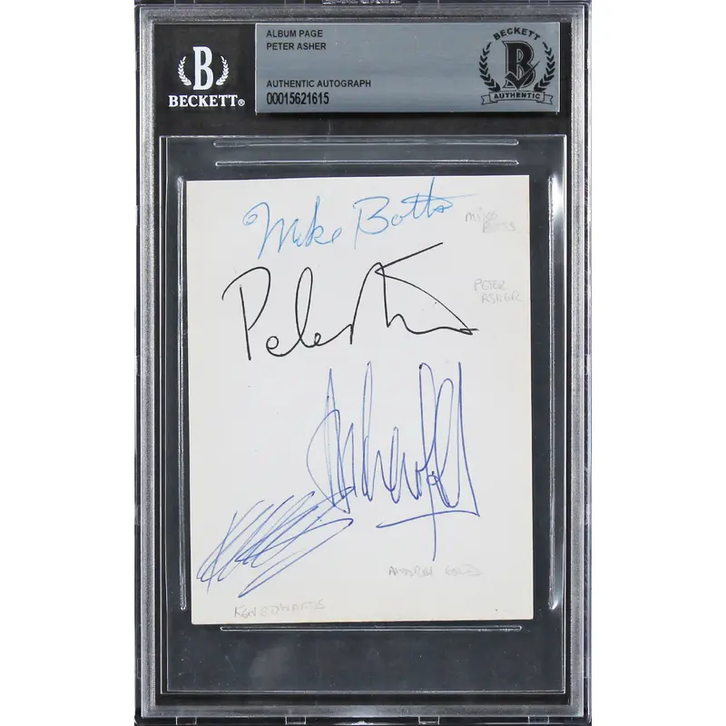 Peter Asher Beatles Authentic Signed 3.5x4.5 Album Page Autographed BAS Slabbed