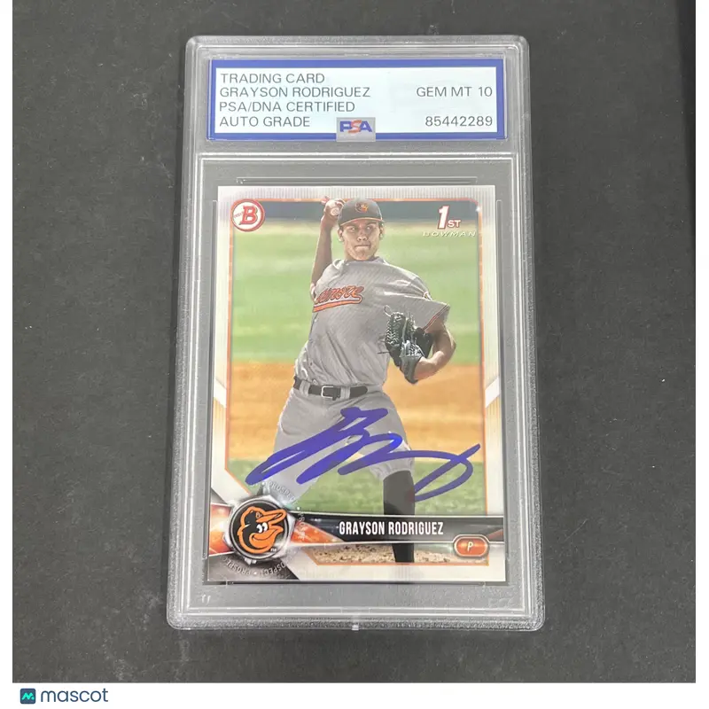 2018 Bowman First #BD-73 Grayson Rodriguez signed card PSA Auto 10 Orioles