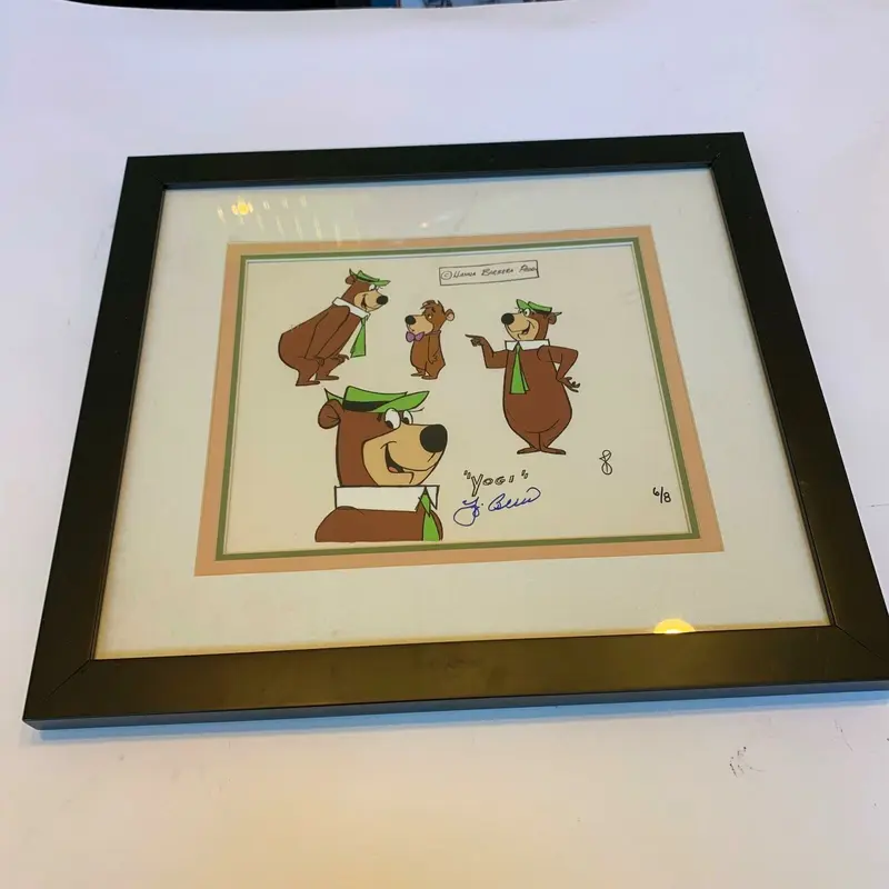 Yogi Berra Signed Yogi Bear Hanna Barbera Cel Original Model Sheet #6/8 JSA COA