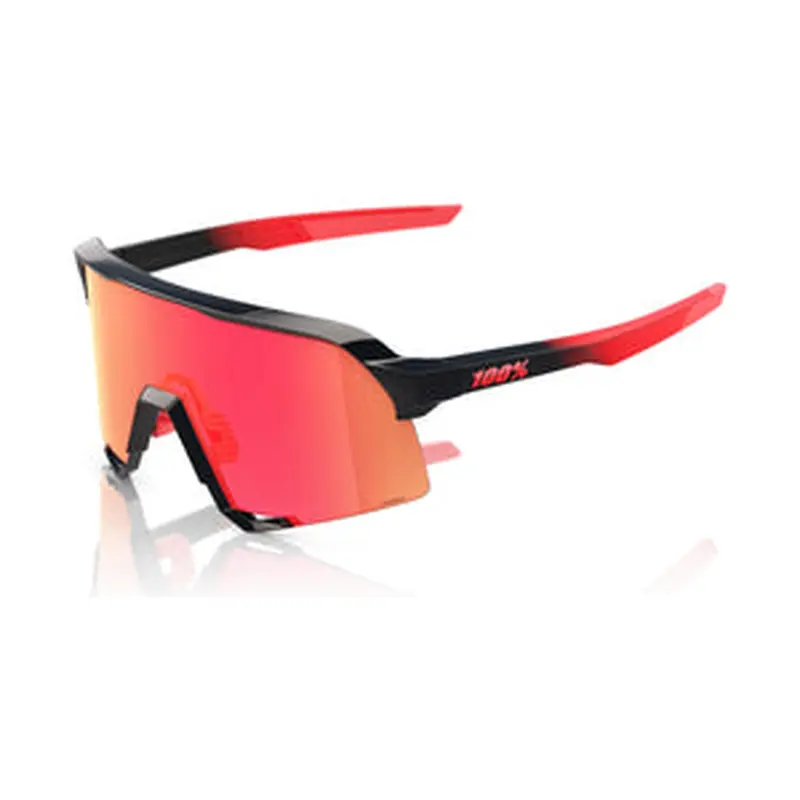 2025 100% S3 LE Elly 24 LE Gloss Black Matte Red Sunglasses - Hiper Fire Red Mirror