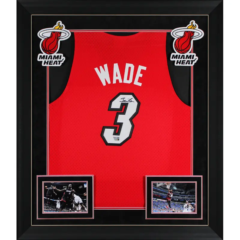 Heat Dwyane Wade Signed 2005-06 Red M&N HWC Swingman Framed Jersey Fanatics