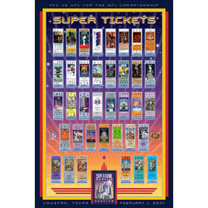 Super Bowl XXXVIII "Super Tickets" (2004) Official NFL History Poster - Action Images Inc.