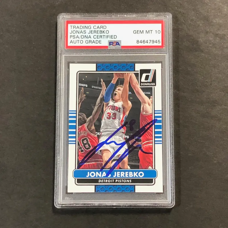 2014-15 Donruss Basketball #116 Jonas Jerebko Signed Card AUTO 10 PSA Slabbed Pistons