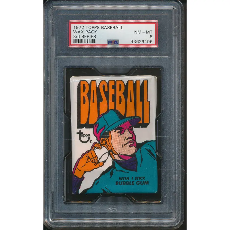 1972 Topps Baseball Unopened Sereies 3 Wax Pack PSA 8