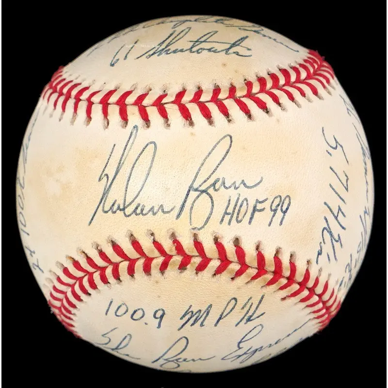 Nolan Ryan Signed Heavily Inscribed STAT American League Baseball JSA COA RARE