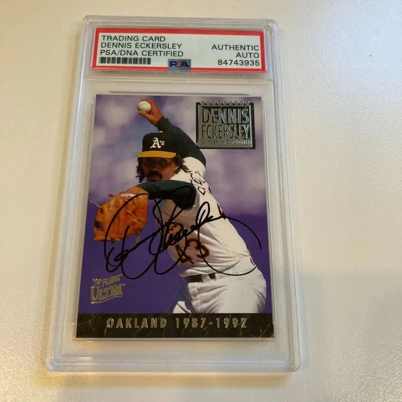 Rare 1993 Fleer Ultra Dennis Eckersley Signed Promo Card Fleer Stamp PSA DNA