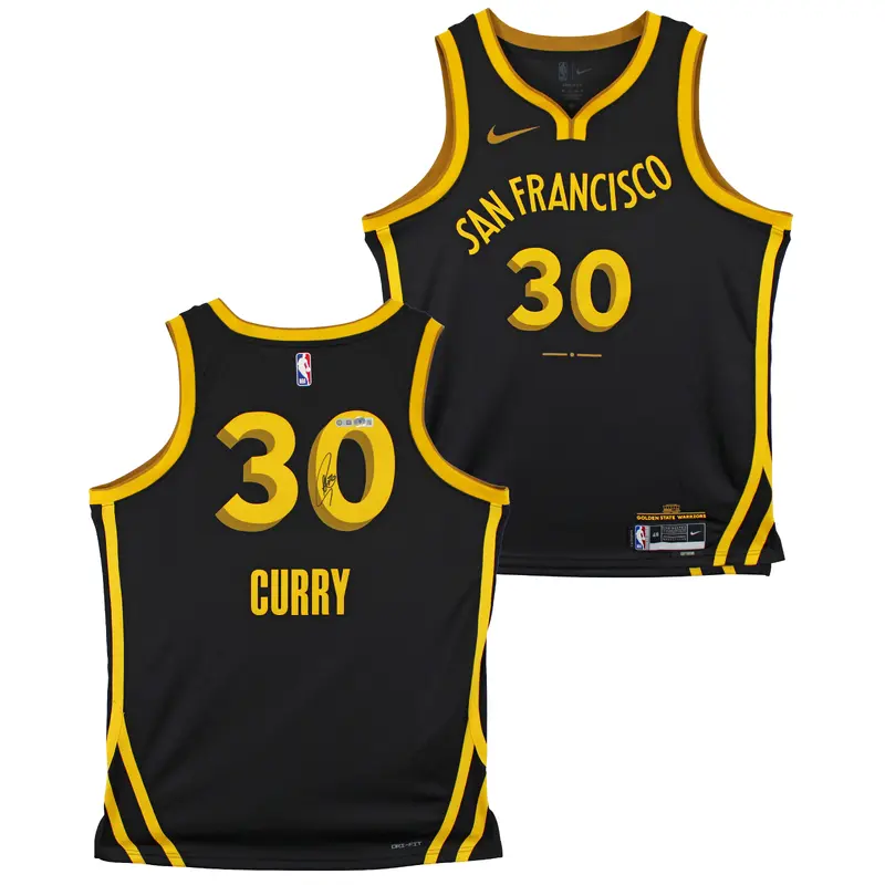 Warriors Stephen Curry Signed Black Nike 2023 City Edition Swingman Jersey BAS W