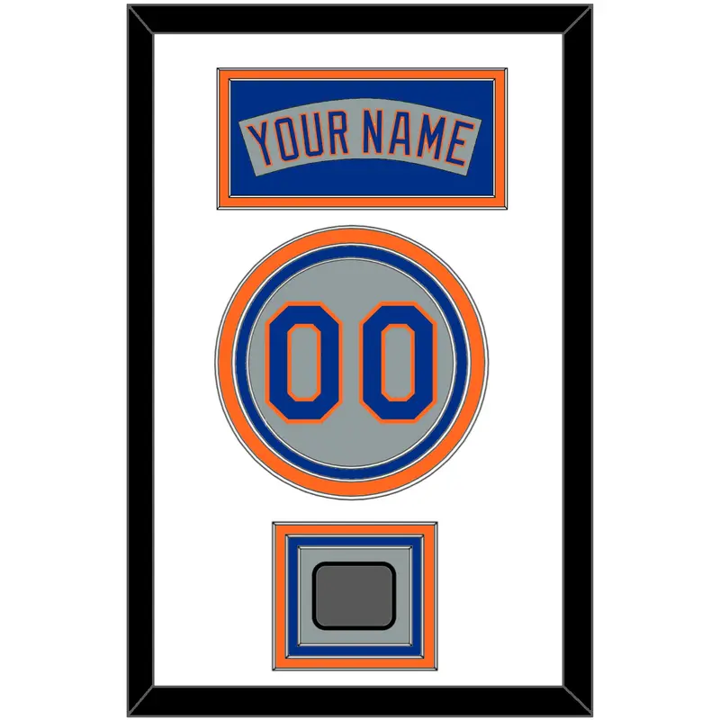 New York Nameplate, Number & World Series Patch - Road Gray (1982-1986) - Triple Mat 1