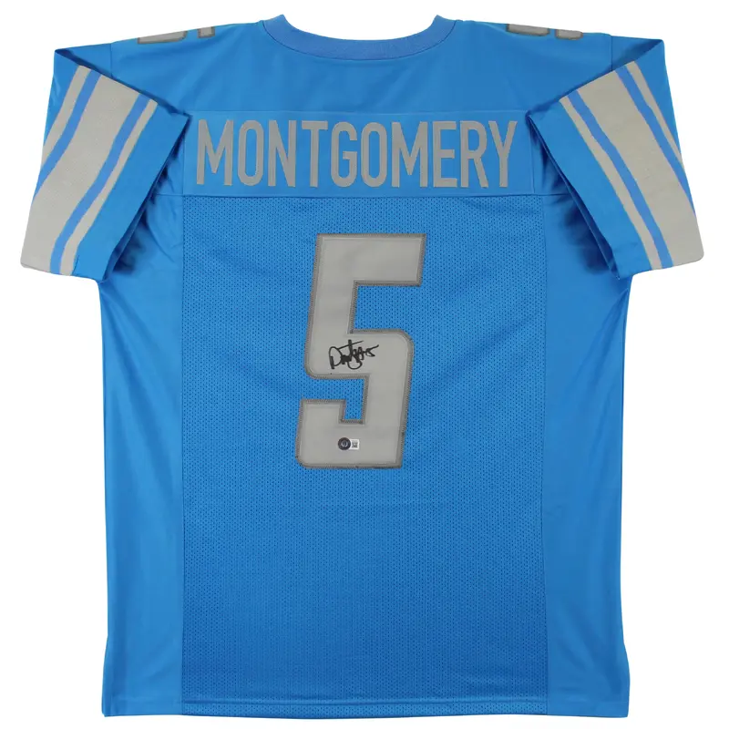 David Montgomery Authentic Signed Blue Pro Style Jersey BAS Witnessed