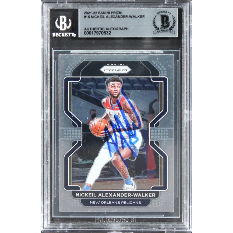 Pelicans Nickeil Alexander-Walker Signed 2021 Panini Prizm #15 Card BAS Slabbed