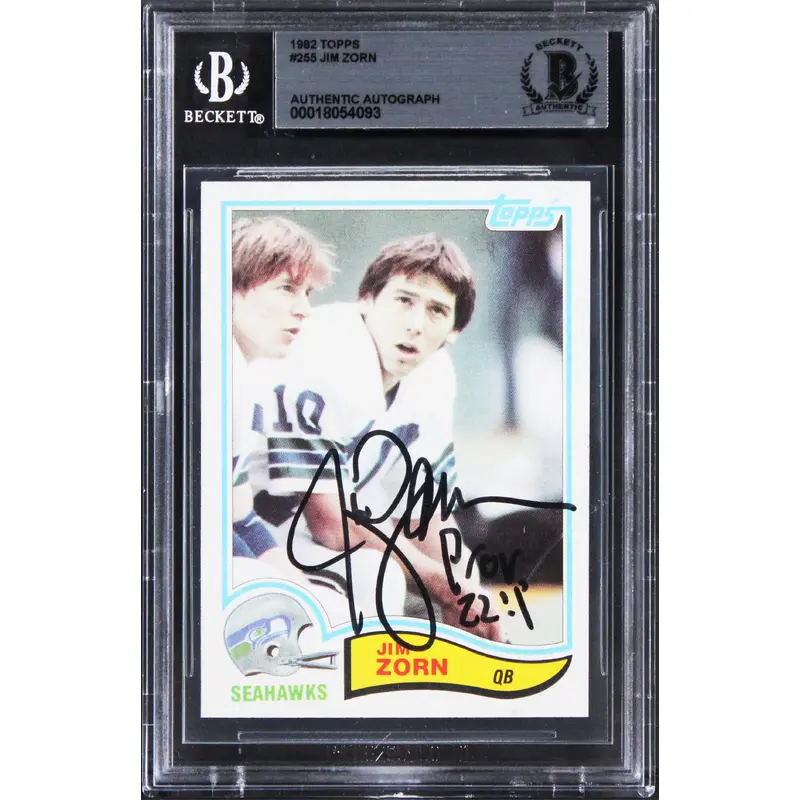 Seahawks Jim Zorn "Prov. 22:1" Authentic Signed 1982 Topps #255 Card BAS Slabbed