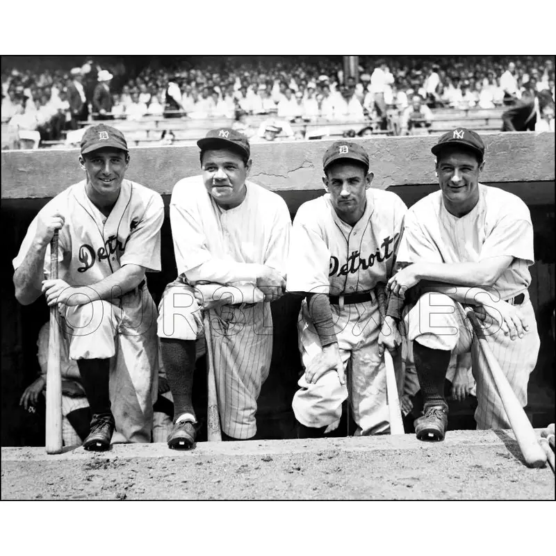 Babe Ruth Lou Gehrig 8X10 Photo - Greenberg Gehringer Yankees Tigers - 1772