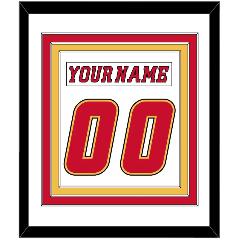 Calgary Nameplate & Number (Back) Combined - Road White (2007-2017) - Triple Mat 1