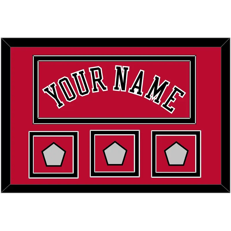 Chicago Name & 3 Finals Patches - Road Red (1986-2017) - Double Mat 2