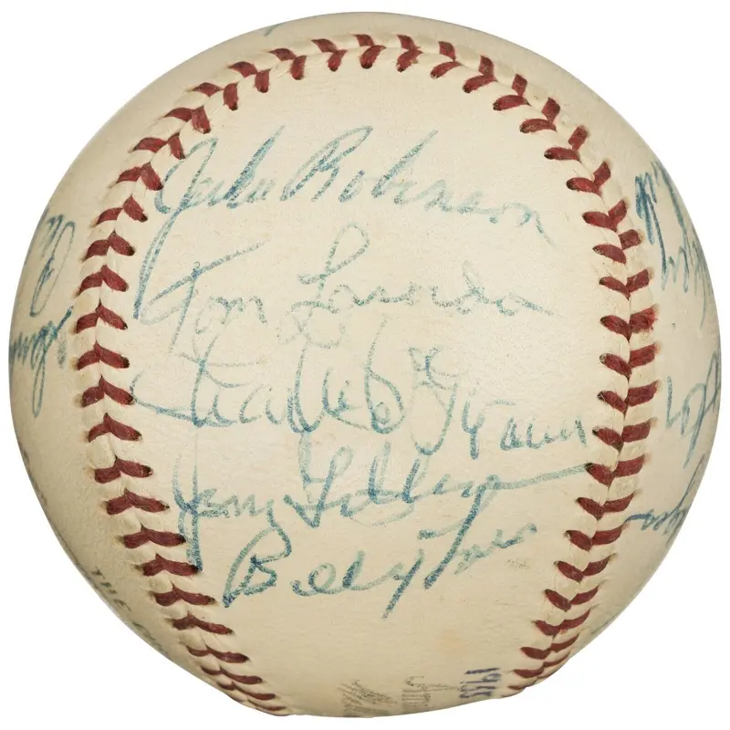 1955 Brooklyn Dodgers W.S. Champs Team Signed Baseball Jackie Robinson PSA DNA