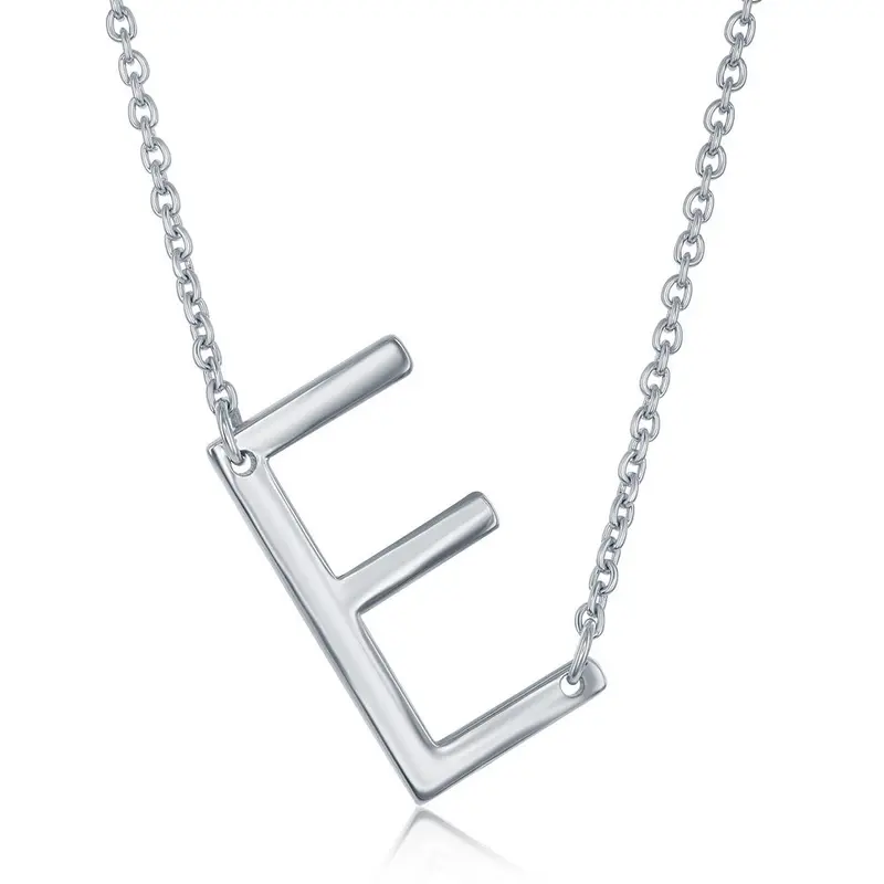 Sterling Silver Sideways 'E' Initial Necklace