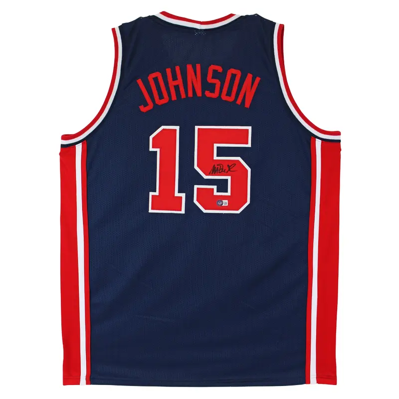 Magic Johnson Team USA Authentic Signed Blue Pro Style Jersey BAS Witnessed