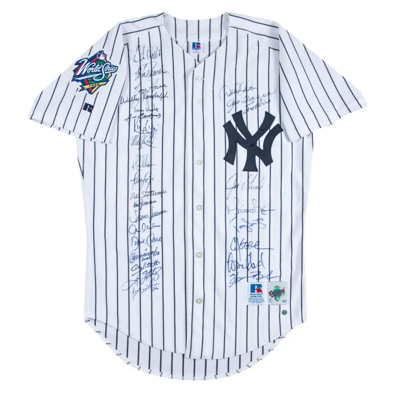 1998 Yankees Team Signed World Series Jersey Derek Jeter Mariano Rivera Beckett